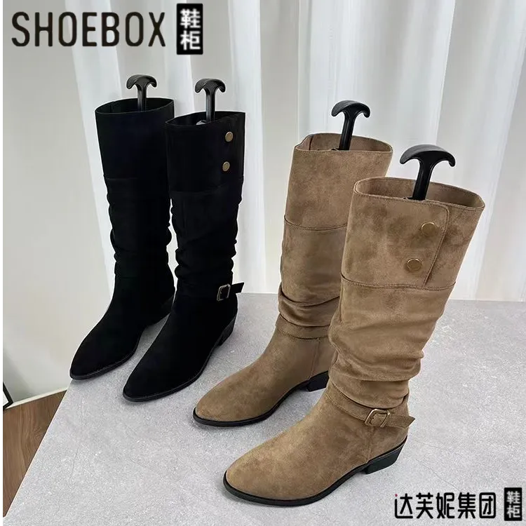 达芙妮集团鞋柜时装靴靴子长筒女靴高筒靴不过膝韩版长靴秋冬