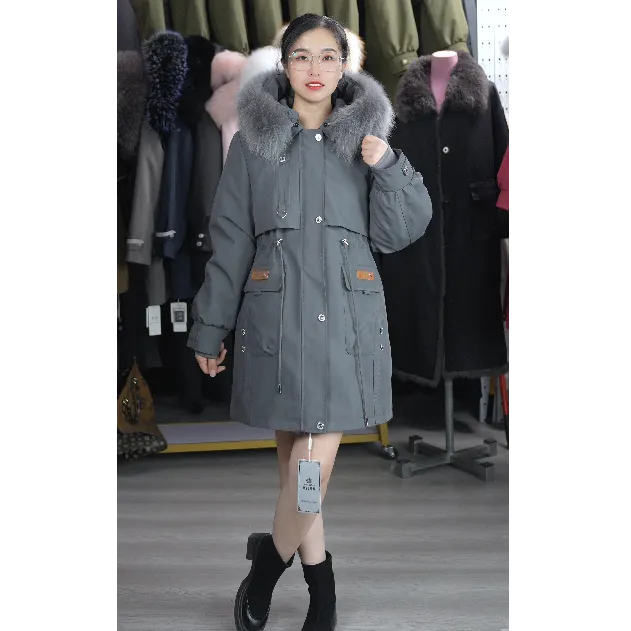 【赤霞橘光兔毛版】时尚穿搭修身显瘦狐狸毛领冬季派克服