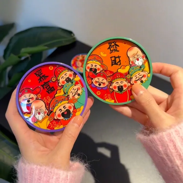 好运暴富平安财神爷木质磁性冰箱贴纪念品旅游纪念品招财磁贴古典