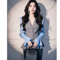 2594时尚套装显瘦气质复古小众长袖连衣裙女装秋季时尚轻奢针织