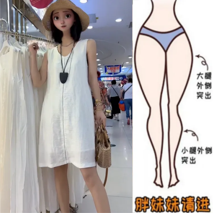 胖妹妹大码时尚洋气夏季新款薄款减龄V领宽松显瘦气质休闲连衣裙