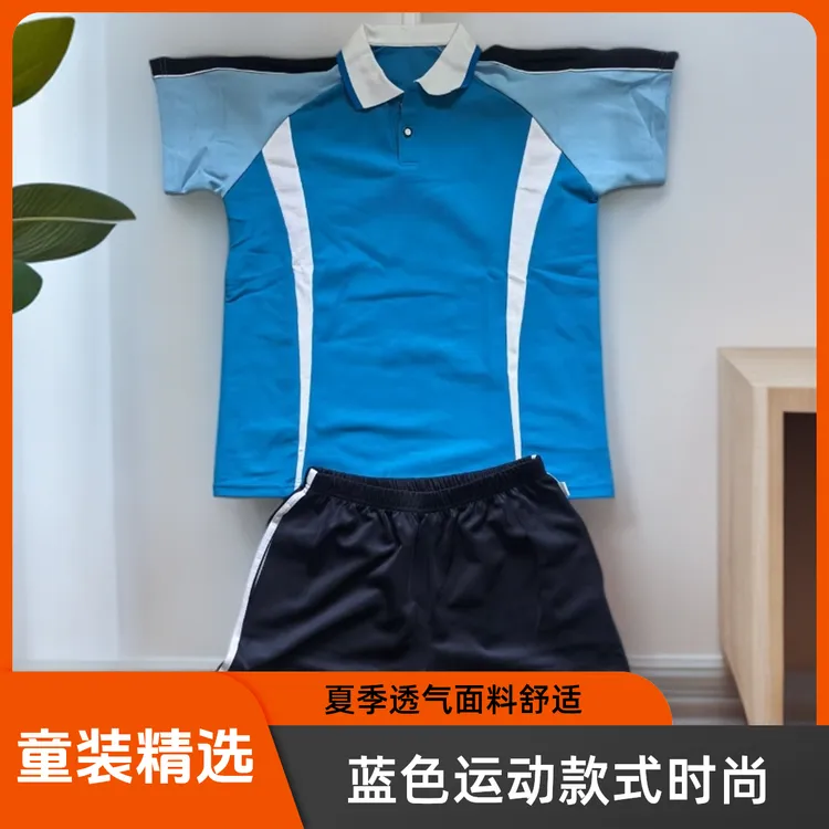 学生服蓝色运动夏装透气睢县女款舒适时尚休闲夏季速干青少年翻领