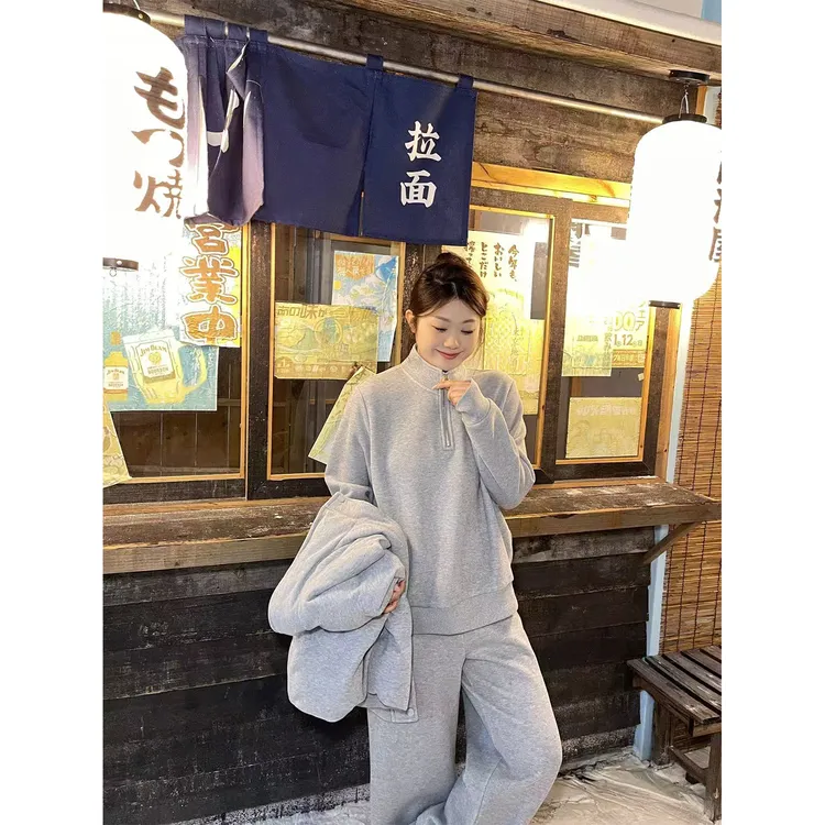 裂渡宣宣【冬日开场】百搭显瘦套装女冬卫衣+卫裤+棉马甲ZY508V44