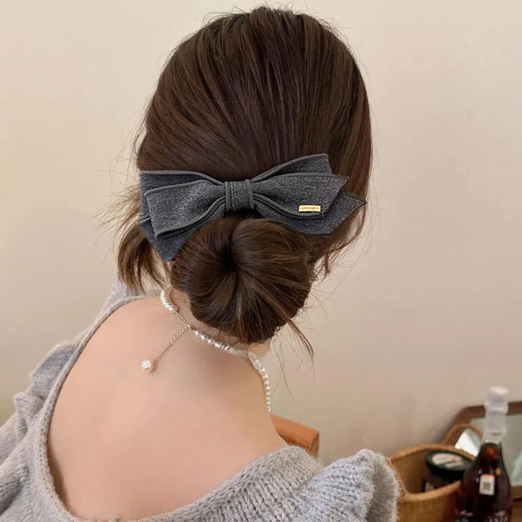 法式精致蝴蝶结发夹女2025新款高端后脑勺弹簧夹子半扎发顶夹发饰