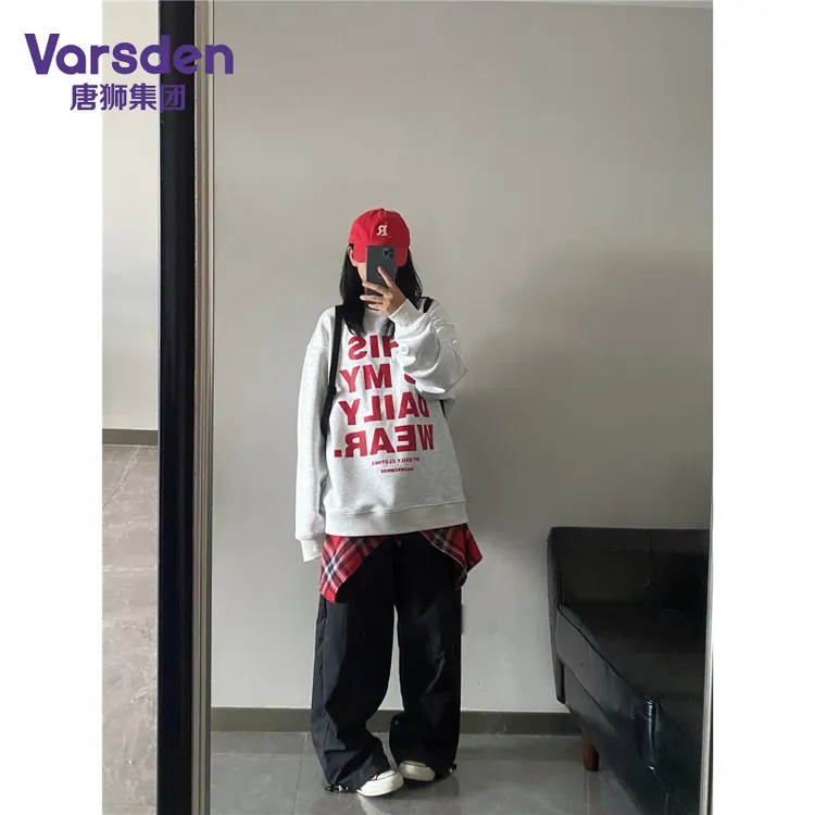 唐狮集团Varsden秋季美式圆领印花卫衣男ins风oversize百搭上衣