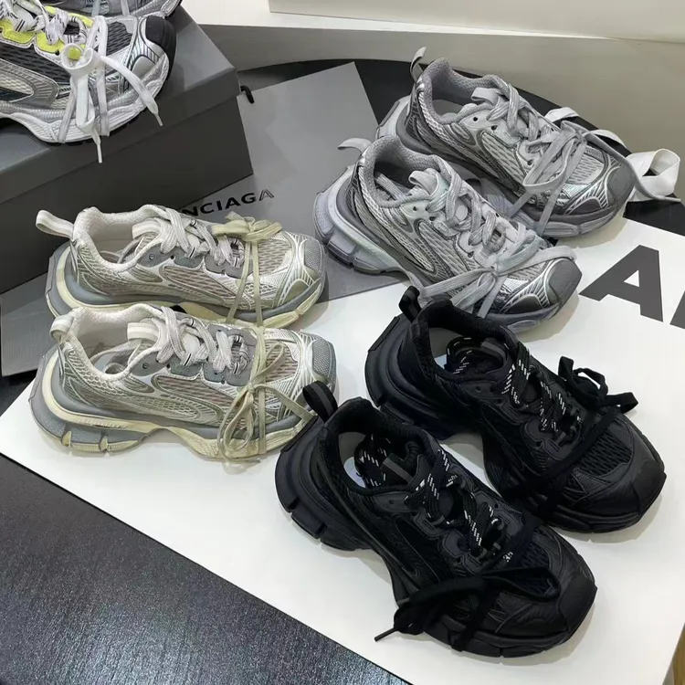 高版本女鞋2025年新款真皮网面韩版厚底擦色休闲运动老爹鞋