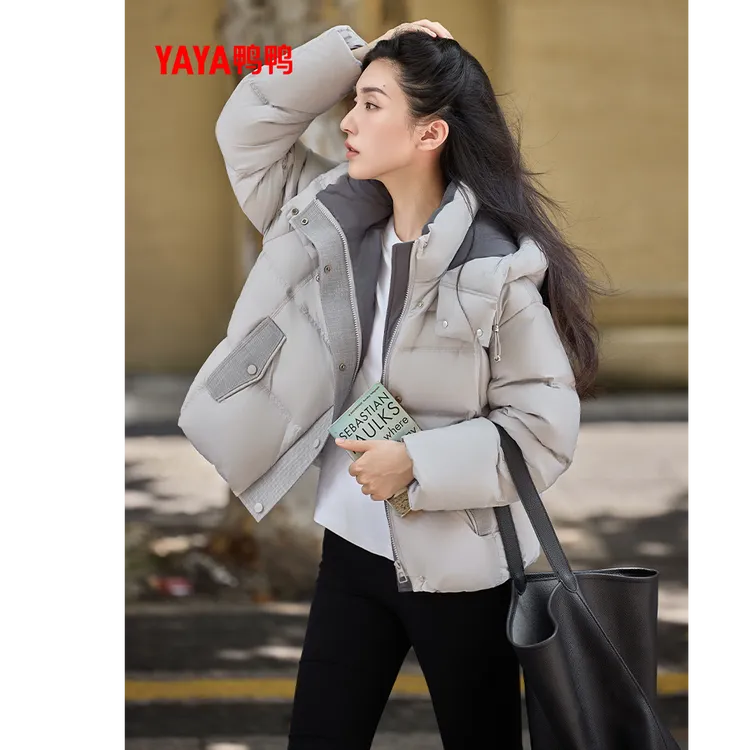 鸭鸭羽绒服女2025年冬季新款90绒短款宽松加厚时尚面包服保暖外套