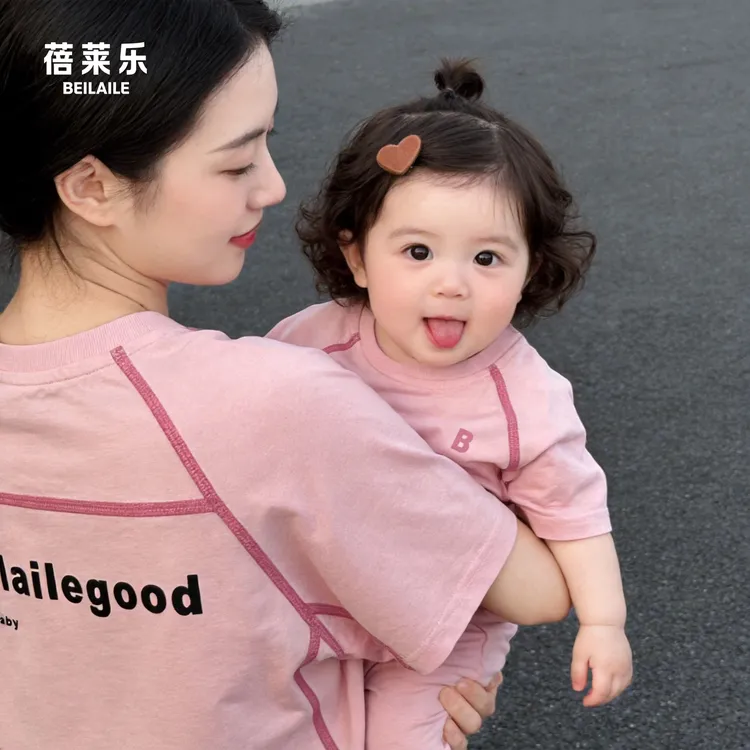 汉服【凉感吸湿速干防晒亲子T 洛洛妈咪】撞色线运动宝宝T恤夏亲 KK