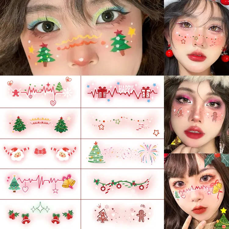 ODDSIN圣诞妆容贴纸彩色纹身贴防水高颜值妆容脸贴圣诞节日贴纸