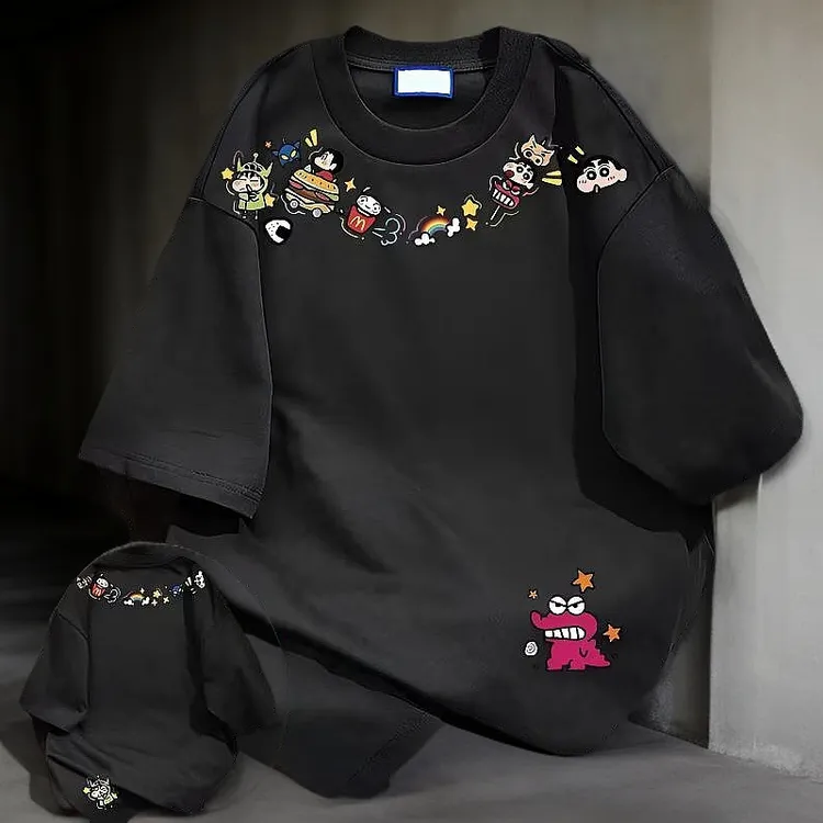 圆领短袖夏季青春活力印花T恤半袖宽松情侣潮流时尚百搭