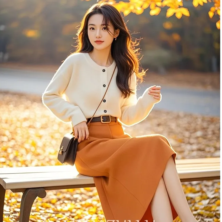 小香风时尚气质穿搭韩系高级感针织开衫上衣半身裙秋装搭配一整套