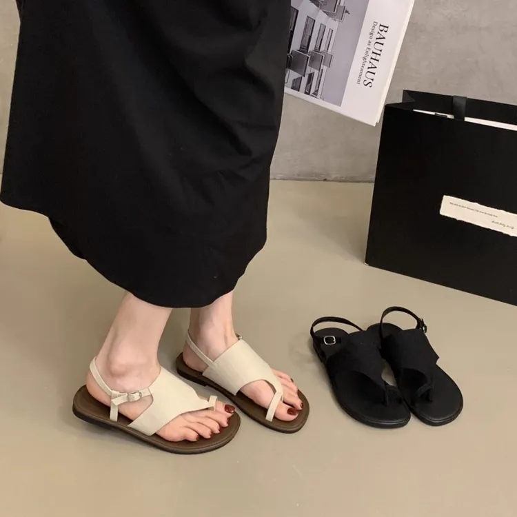 厚底复古套趾小凉鞋女鞋子2025新款夏季度假风海边沙滩休闲罗马鞋