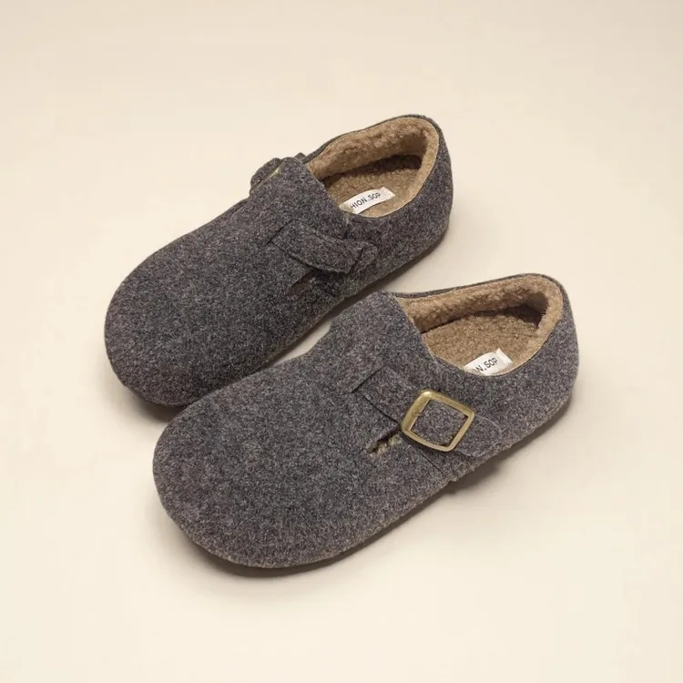 卓诗尼【断码清仓】内增高厚底勃肯鞋女2025新款加绒保暖毛毛鞋单鞋