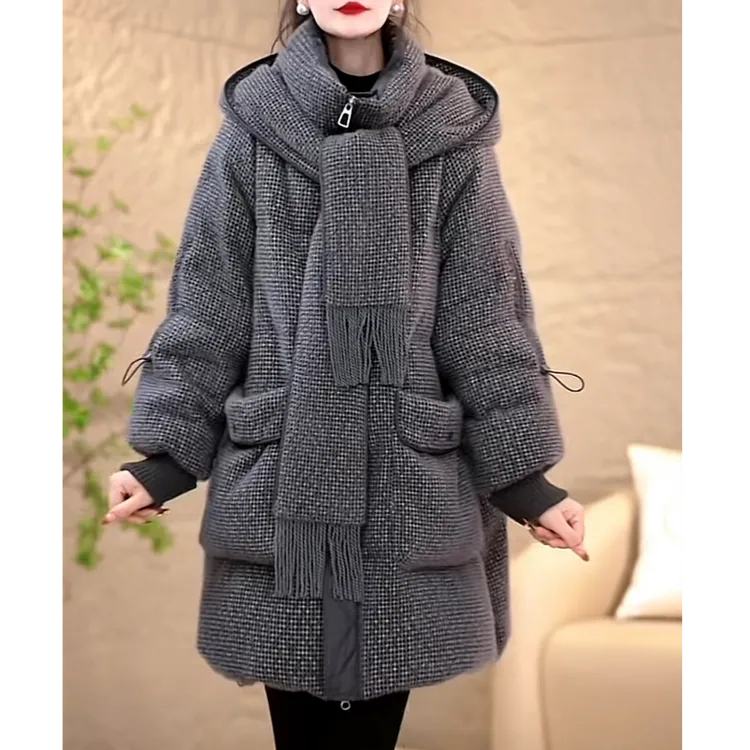 2025冬装新款时尚修身显瘦气质羽绒服女中长款保暖上衣