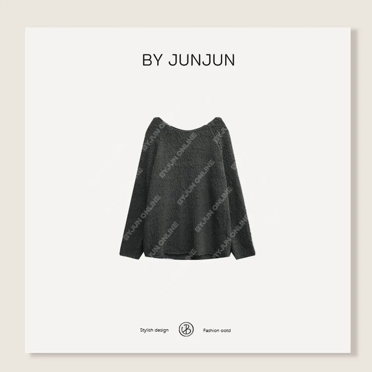 ByJunjun【锁骨毛衣】大肚纱肌理感毛衣早秋新款