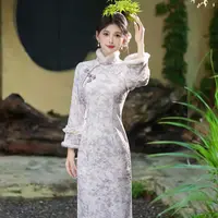 苏故里【栀子同心】文艺气质修身高端日常旗袍奢华气质双层衣长120