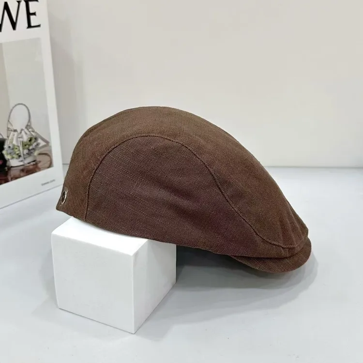 亚麻鸭舌帽轻薄前进帽时尚复古贝雷帽女潮文艺画家帽英伦报童帽子