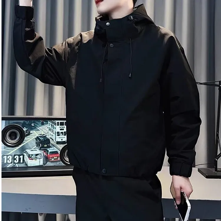 连帽工装外套男士痞帅男装褂子上衣2025新款春秋季休闲潮牌夹克