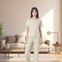 【小袁专属】天然彩棉女士短袖长裤睡衣圆领家居服弹力可外穿839