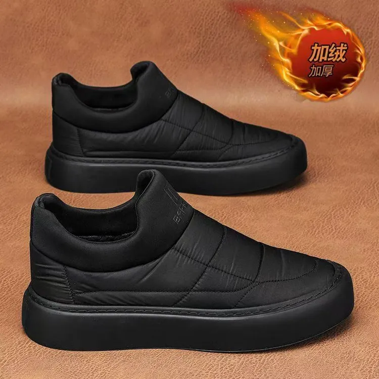 冬季棉鞋男加绒保暖舒适一脚蹬防寒轻便老年鞋舒适休闲男士