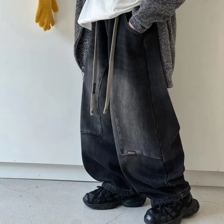 {加绒加厚}儿童男童2025秋冬新款时尚洋气韩版潮款宽松加绒牛仔裤
