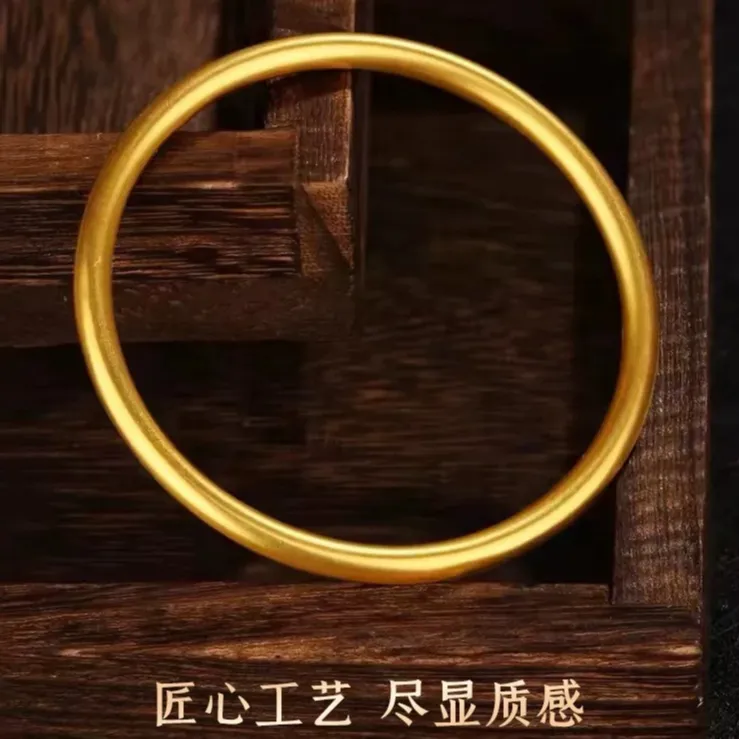 素圈手镯女新中式复古古法实心手环高级感首饰经典