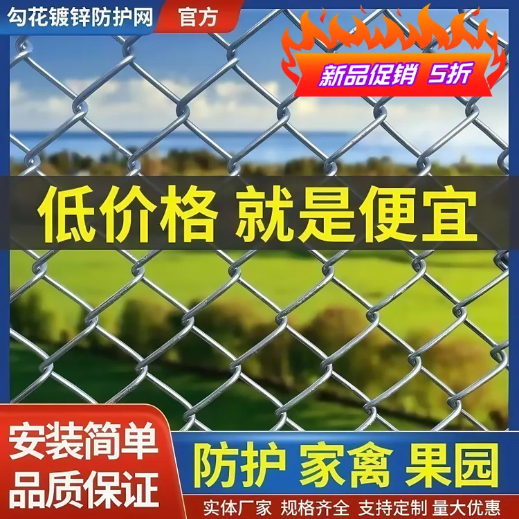 热镀锌钢丝网防锈铁丝网勾花网养鸡菜园养殖围栏网格护栏防护家用