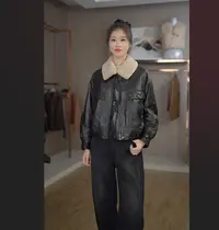 JINMING[2025]新款全植鞣油腊小羊皮皮衣女90%白鹅绒加厚鹅绒服