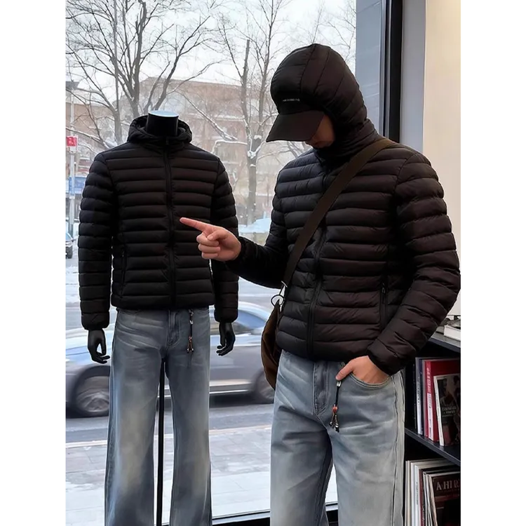 【西博】新国标90白鸭绒排骨羽绒服连帽轻薄保暖冬季户外运动外套男