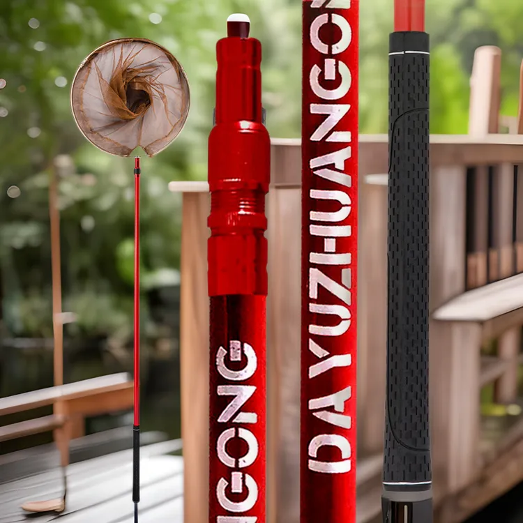 碳素抄网杆2.1/2.5/3米伸缩定位超轻超硬捞鱼网兜抄鱼抄网竿鱼网