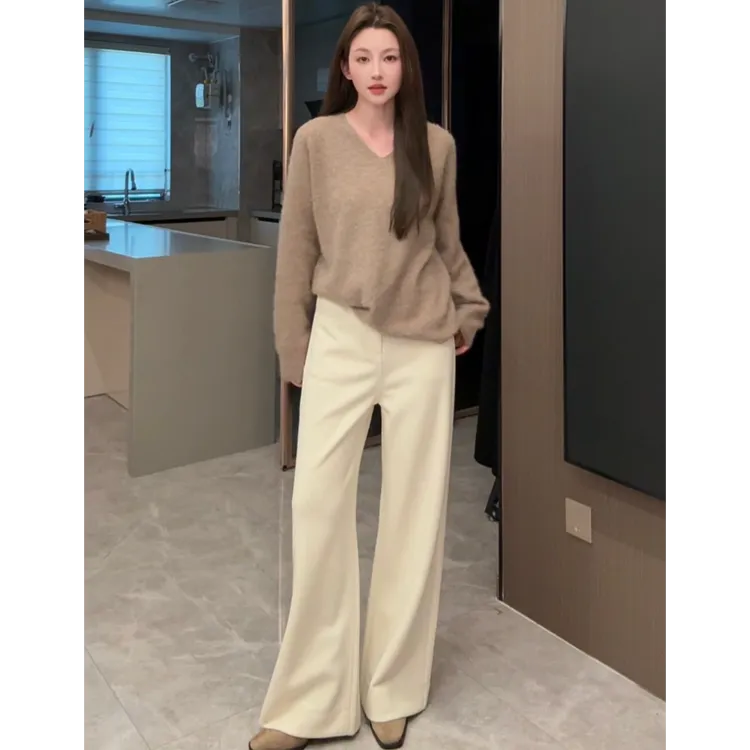 【CASSCODE】秋冬新款高端定制澳洲醋酸羊毛高腰直筒针织8865