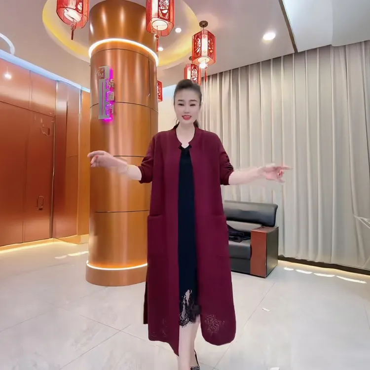 10310休闲风中国风时尚套装长袖上衣连衣裙网红针织两件套140-170