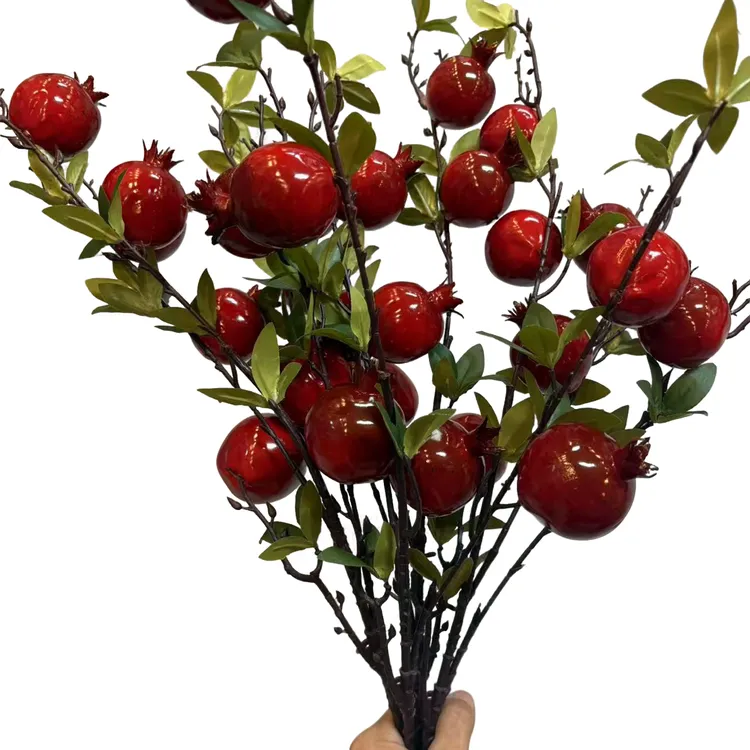 仿真石榴果实树枝用于客厅玄关餐桌的装饰摆件