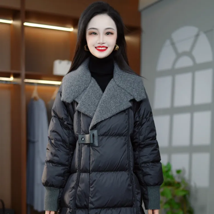 冬季高贵洋气优雅百搭大方减龄显瘦保暖白鸭绒羽绒服M-2XL