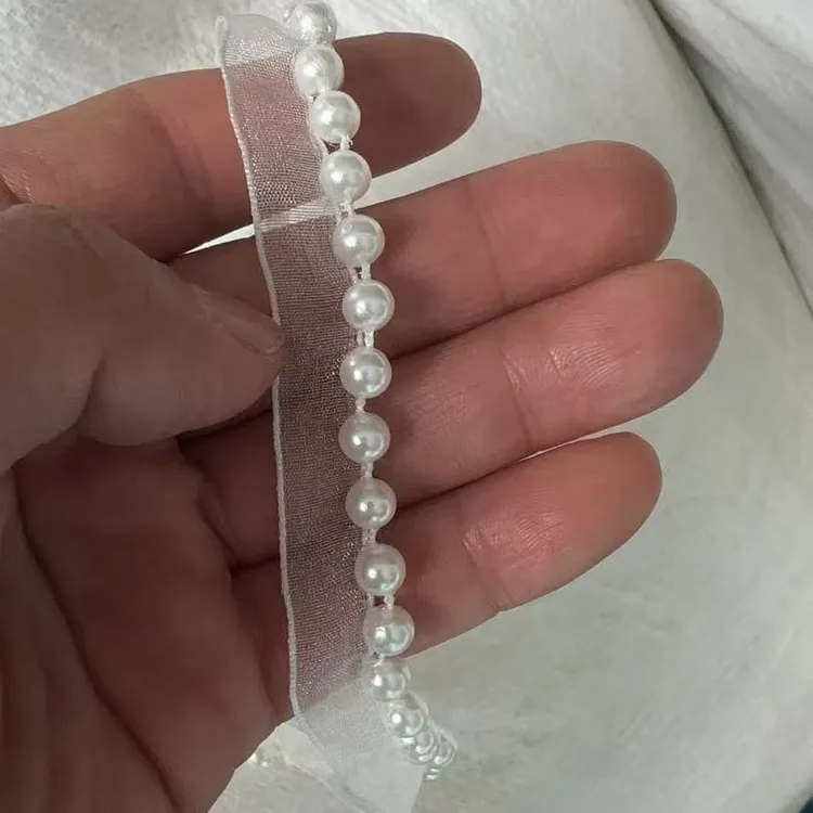 diy手工修饰边裙服装辅料钉珠花边珍珠纱带吊珠袖边帽子装饰
