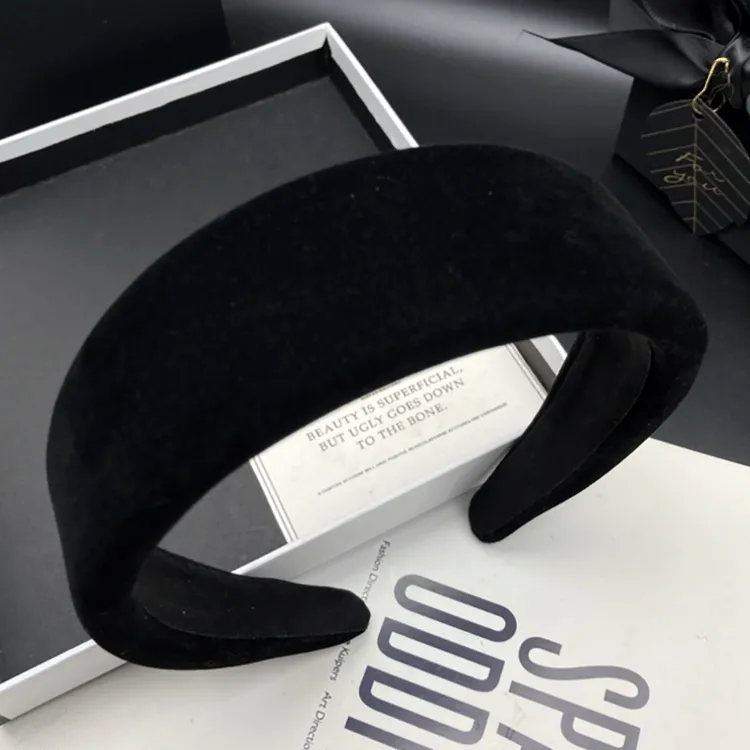 复古植绒海绵简约发卡发箍女洋气秋冬新款纯色发捆头饰压发头箍