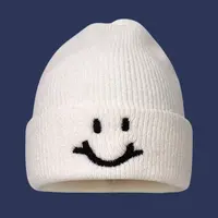 【大度严选】冬季刺绣笑脸保暖针织毛线包头帽