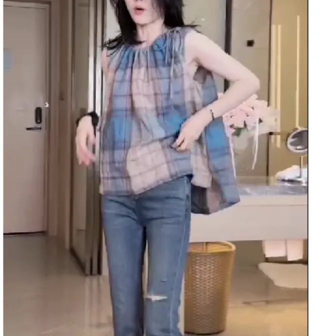 2025春季新款时尚女装网红气质爆款百搭洋气打底衫无袖裤子C