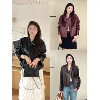 QC李潇洒【皮革时代】微胖大码女秋短款时尚百搭复古皮衣ZY507F31
