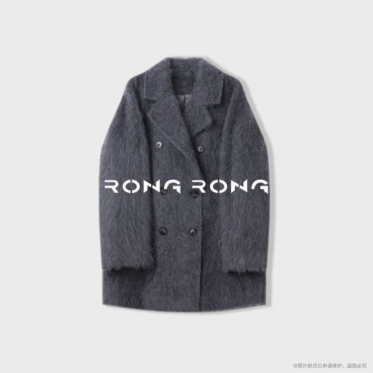 溶溶【贵气基调】RONGRONG 100绵羊毛双排扣松弛毛呢大衣2512K902