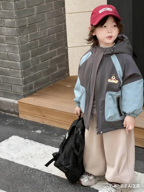 2025儿童派克服加绒加厚保暖宝宝冬装可爱风男童加绒外套