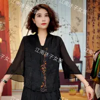 夏季新款提花中式衬衫贵夫人小衫竹子外搭2801