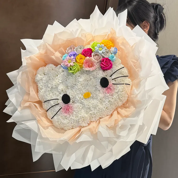 HelloKitty大花束永生花花束香皂花送女朋友告白生日圣诞节礼物