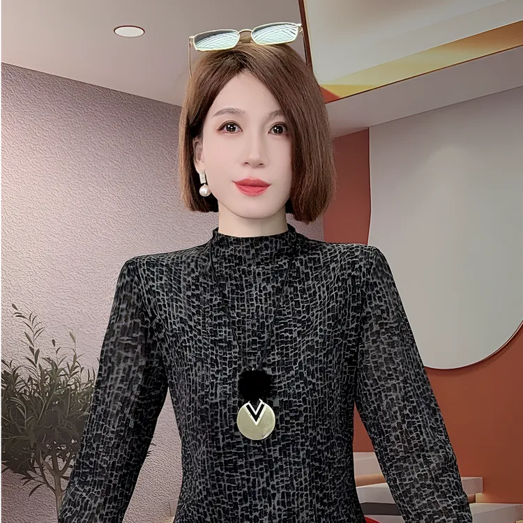 半高领网纱打底衫女内搭秋季2025新款高端长袖T恤气质小衫上衣潮