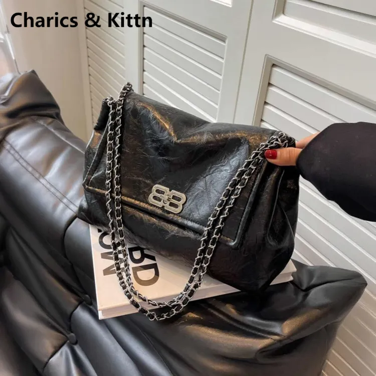 Charics&Kittn腋下包女2025新款高级感通勤真皮链条大容量单肩包