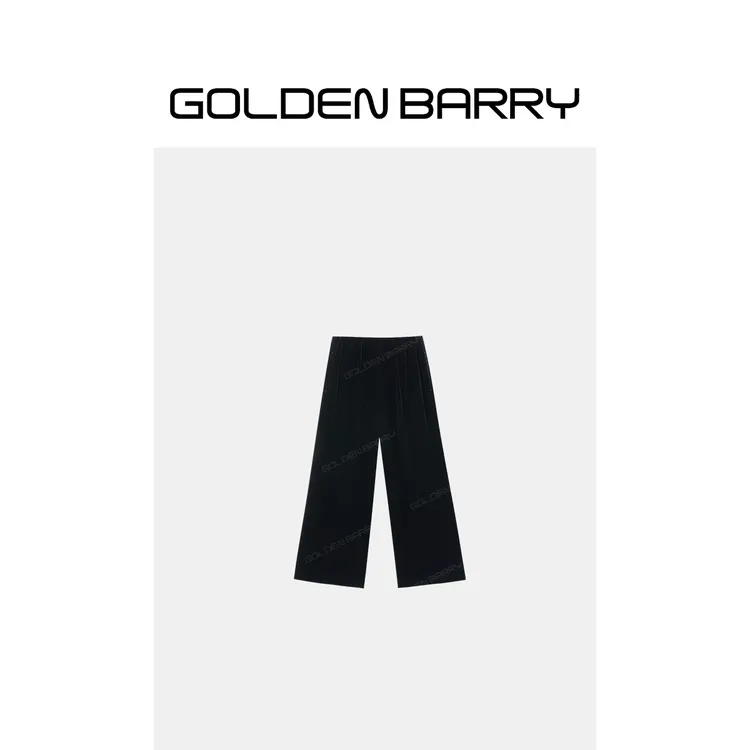 GOLDENBARRY丝绒九分阔腿裤精致高级感裤子GB060708002