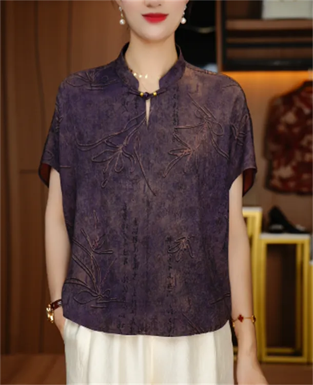 诺诗 新款洋气宽松显瘦优雅轻奢气质印花百搭上衣V25Q827