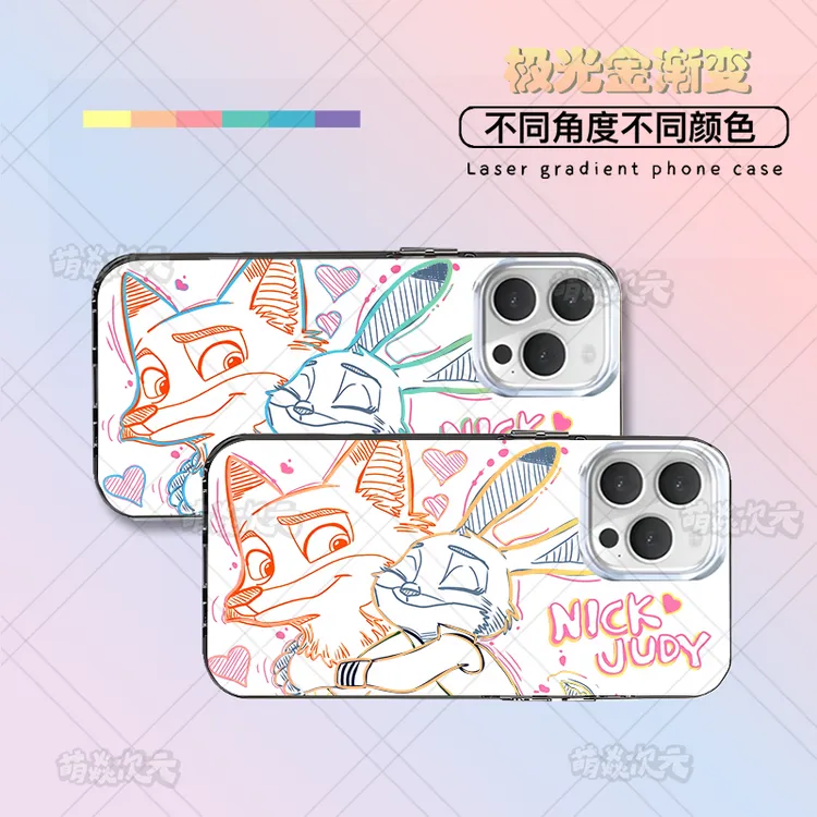 疯狂动物城朱迪尼克适用苹果华为VIVO小米OPPO一加极光金手机壳