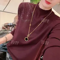 【迪好甄选】秋冬欧货烫钻蝴蝶长袖半高领针织上衣打底衫洋气D2133