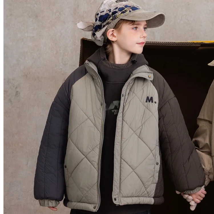 【小哥童装】冬款男童极简风棉服厚款两面穿拼接长袖外套中大童9876